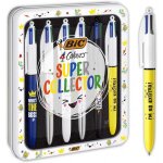 6 stylos bic 4 couleurs - avec d�cor - super collector - bo�te m�tal
