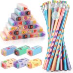 60 pices gomme crayon, 30 crayons a papier hb et 30 gommes kawaii, gomme crayon idal pour petits cadeaux ...