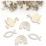 60pcs dcoration table gender reveal en bois confettis de table en forme de poisson arc en ciel colombe ...