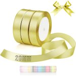 66 m ruban en satin 3 rouleaux ruban or champagne largeur 20 mm rubans pour couture pour mariage baptme ...