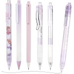 6pcs stylos a encre gel rtractables, 0. 5mm remplaable encre stylo, noire recharge, pointe extra fine ...
