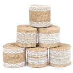 6x2m rouleaux ruban jute dentelle ruban en toile de jute naturelle avec bordure en dentelle jute pour ...