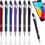 7 pi�ces stylos a bille r�tractable, 2 en 1 stylet personnalis�s capacitif, 1, 0 mm stylo bille rechargeables ...