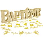 75pcs confettis baptme avec centre de table 3d bois baptme 30cm dcoration bapteme baby shower fournitures ...