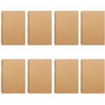 8 pices bloc notes en papier lign, cahier a spirale, cahiers a couverture kraft, bloc notes a5, 50 ...