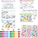 8 pi�ces pochette cadeau anniversaire enfant, sachet anniversaire enfant, pochette tissu, crayon de couleurs, ...