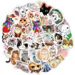 80 pcs graffiti vinyle autocollants animaux stickers chat cadeaux pour filles pour ordinateur journal ...