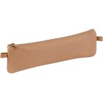 8301c - trousse scolaire plate 22x6 cm en vritable cuir, beige[z805]
