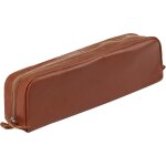 8422c - trousse scolaire rectangulaire couleur chatan 21x4x6 cm en vritable cuir d'agneau - fourniture ...