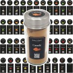 90 etiquettes epices francais noires, el�gantes, imperm�able, qr code des recettes, etiquettes autocollantes ...