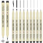 9pcs stylo noir pointe fine, micron feutres fins noirs, stylos a encre, pour liner dessin, fineliner ...