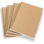 A5 cahiers classique lot de 4 avec reliure double spirale, bloc note notebook carnet dessin kraft couverture ...