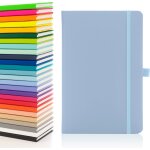 A5 carnet avec pages lignes, passant pour stylo, ruban, marques de date, pochette en papier, couverture ...