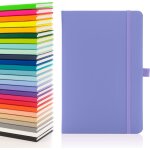 A5 carnet avec pages lignes, passant pour stylo, ruban, marques de date, pochette en papier, couverture ...