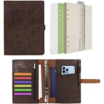 A5 carnet de notes en cuir rechargeable 6 anneaux classeur avec papier pointill l'criture agenda et ...