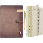 A5 carnet de notes en papier doubl de journal cuir - reliure a 6 anneaux rechargeable ecriture journal ...