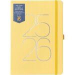 A5 day - a - page agenda - mid - year academic double schedule diary - ao�t '25 - ao�t '26 - cuir vegan ...