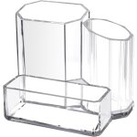 Acrylique pot a crayon bureau, porte stylo accessoires, rangement maquillage 3 compartiments, organisateur ...
