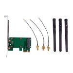 Adaptateur sans fil mini pci - e express vers pci - e, avec 3 antennes pour pc