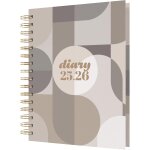 Agenda 12 mois � scandi �, ao�t 2025 a ao�t 2026, 1 jour par page, couverture rigide, gris g�om�trique ...