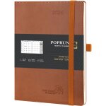 Agenda 2024 2025 mensuel 22 x 16, 5cm - de jan. 2024 a juin 2025 avec couverture souple en pu cuir, poche ...