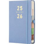 Agenda 2025 - 2026, format a5, journalier 2025 - 2026, page par jour, couverture rigide, porte - stylo, ...