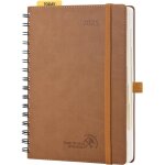 Agenda 2025 journalier 21, 5 x 14, 5 cm - couverture souple en pu cuir spirale, 1 page par jour a5 agenda, ...