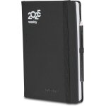 Agenda hebdomadaire noir, planification mensuelle, 18 mois de septembre 2024 a fvrier 2026 - 158 pages ...