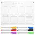 Agenda journalier magn�tique pour r�frig�rateur ¿ tableau acrylique effa�able a sec avec 6 marqueurs, ...