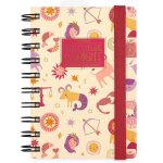 Agenda journalier spiral small 2026, zodiac, 12 mois petit, fermeture avec elastique, journal de janvier ...