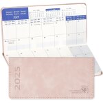 Agenda de poche 2025 mensuel 17, 5 x 8 cm - couverture souple en pu cuir, 1 mois 2 pages, petit format ...