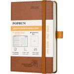 Agenda de poche 2026 journalier 16 x 10, 5 cm - couverture souple en pu cuir, 1 page par jour a6 petite ...