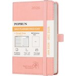 Agenda de poche 2026 journalier 16 x 10, 5 cm - couverture souple en pu cuir, 1 page par jour a6 petite ...