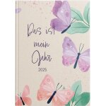 Agenda de poche format a7 2025 � mein jahr �, 1 semaine sur 2 pages, avec couverture souple, motif papillon ...