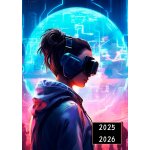 Agenda scolaire 2025 2026 journalier: cyberpunk technologie futuriste et lumineux une page par jour format ...