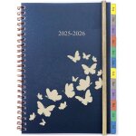 Agenda scolaire 2025 2026 semainier a5 spirale, agenda semainier avec onglets mensuel, poche arrire, ...