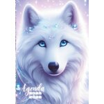 Agenda scolaire: loup blanc, parme, violet journalier, un jour par page 12x17 cm format standard ecole ...