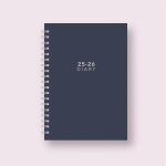 Agenda scolaire semainier 2025 - 2026, couverture rigide, format a5, reliure a spirales, motifs pastel ...