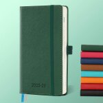 Agenda semainier 2025 2026 au format a6 (16, 4 x 9, 6 cm), en cuir v�g�talien et pages de notes, format ...