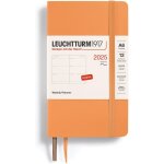 Agenda semainier 2025 de poche, format a6, a couverture souple, 12 mois, lign�, abricot, en anglais
