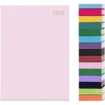 Agenda semainier 2026 a5 avec couverture rigide et ruban marque - page assorti  rose