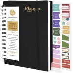 Agenda semainier et mensuel a spirales de janvier 2025 a juin 2026 - 108 autocollants pour bureau - 18 ...