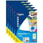 Agipa lot de 5 etuis a5 ( 16f ) de 1792 etiquettes multi - usage permanentes 12x18, 3 mm blanc