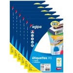 Agipa lot de 6 etuis a5 ( 16f ) de 1792 etiquettes multi - usage permanentes 12x18, 3 mm blanc