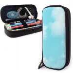 Aqua blue clouds porte - crayon grande capacit� pochette a crayons organisateur de papeterie avec fermeture ...