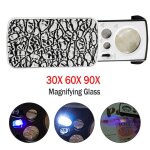 Argent 30x 60x 90x loupe led uv bijoux evaluation lecture loupe grossissement elev� acrylique optique ...