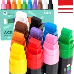 Arrtx lot de 10 marqueurs de peinture acrylique a pointe feutre de 15 mm, marqueurs permanents pour le ...