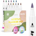 Arrtx 12a marqueur peinture acrylique m�tallis�s permanent stylos, feutre double pointe pinceau et fine ...