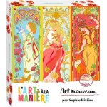 Art nouveau - coffret avec 8 tableaux, dont 1 vitrail a gratter, 1 stylet, 8 feuilles a dorer, 1 cadre ...