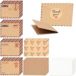 Asfasfq - 128pcs mini kraft enveloppes, papier cadeau vintage avec autocollants, cartes postales invitation ...